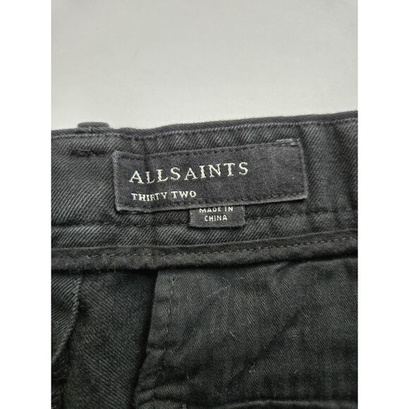 AllSaints Mens Tallis Pleated Trouser Cotton/Wool Black 32 Ankle Length - Picture 12 of 15